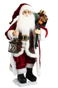 28" Animated Santa With Gift Bag & Lantern