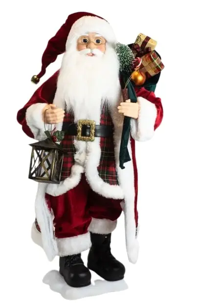 28" Animated Santa With Gift Bag & Lantern 3 28" Animated Santa With Gift Bag & Lantern