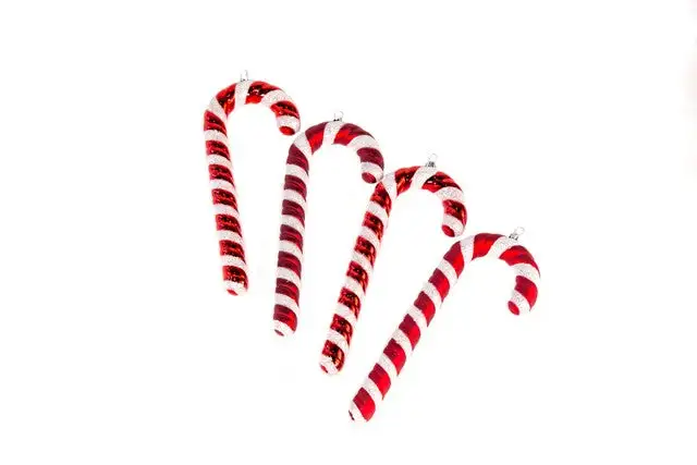 10" Red & White Candy Cane Ornament Set Of 4 2 10" Red & White Candy Cane Ornament Set Of 4