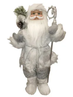 2 FT White Coat Santa With Bag & Staff