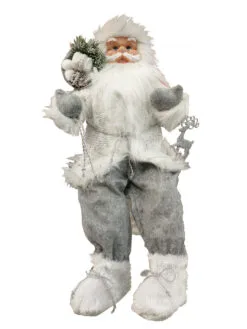 2 FT White Coat Sitting Santa