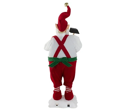 2 FT Animated Elf Santa With Hammer 7 2 FT Animated Elf Santa With Hammer - Image 5