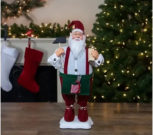 2 FT Animated Elf Santa With Hammer 3 2 FT Animated Elf Santa With Hammer