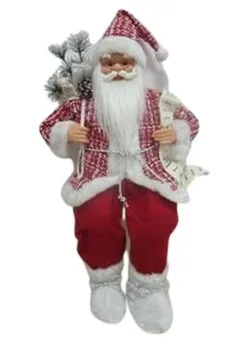 2 FT Checkered Coat Sitting Santa