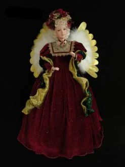 32" Burgundy & Gold Animated Musical Angel Tree Topper