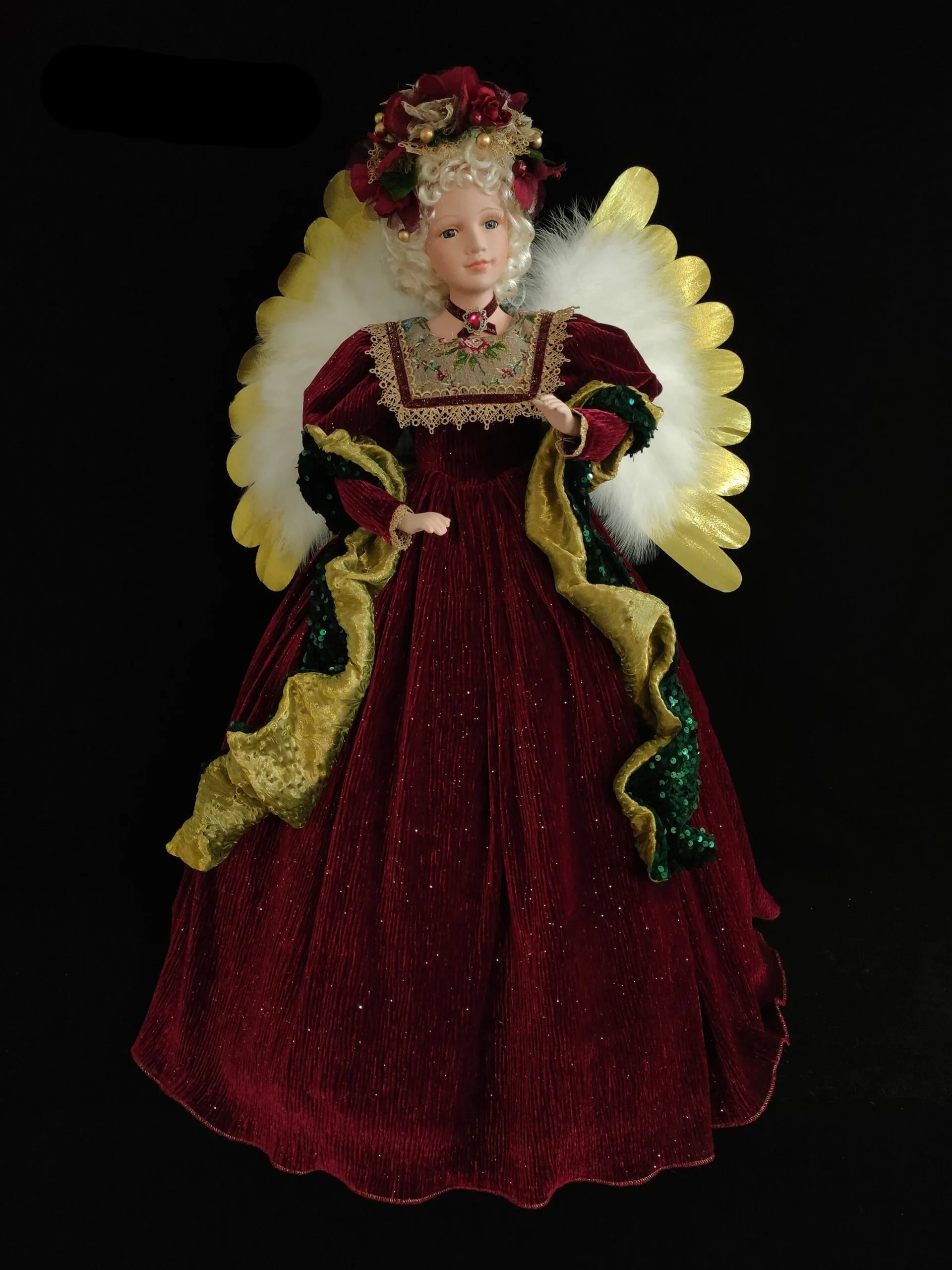 32" Burgundy & Gold Animated Musical Angel Tree Topper 3 32" Burgundy & Gold Animated Musical Angel Tree Topper