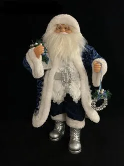 2 FT Silver & Blue Santa Claus