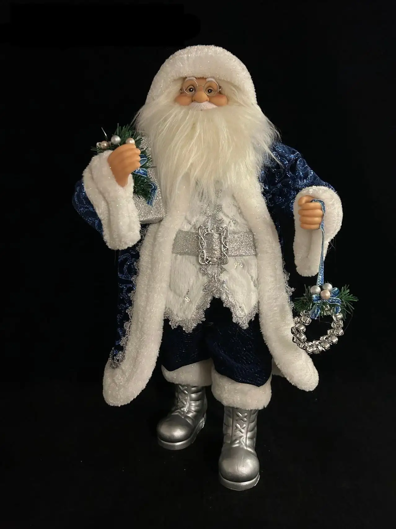 2 FT Silver & Blue Santa Claus 3 2 FT Silver & Blue Santa Claus