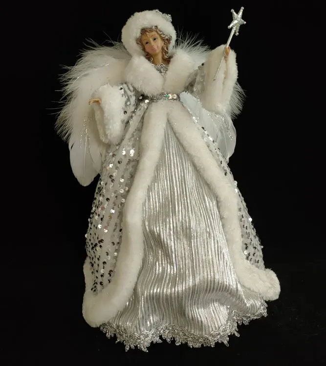16" White & Silver Fairy Tree Topper 3 16" White & Silver Fairy Tree Topper