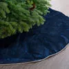 48" Blue Velvet Tree Skirt With Silver Cord Edge