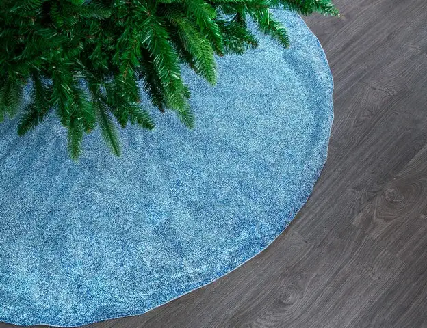 60" Arctic Blue Glitter Tree Skirt 3 60" Arctic Blue Glitter Tree Skirt