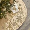 64" Metallic Gold Dupion With Beaded Snowflakes Tree Skirt
