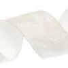 2.5" X 10 YD White With Silver Glitter Ribbon Set Of 3 -Christmas decorations Shop 0671402400B