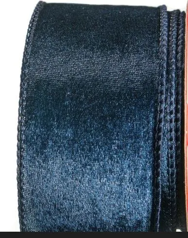 2.5" X 10 YD Navy Blue Velvet Ribbon Set Of 3 4 2.5" X 10 YD Navy Blue Velvet Ribbon Set Of 3 - Image 2