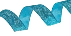 1.5" X 10 YD Turquoise Glitter Ribbon Set Of 3