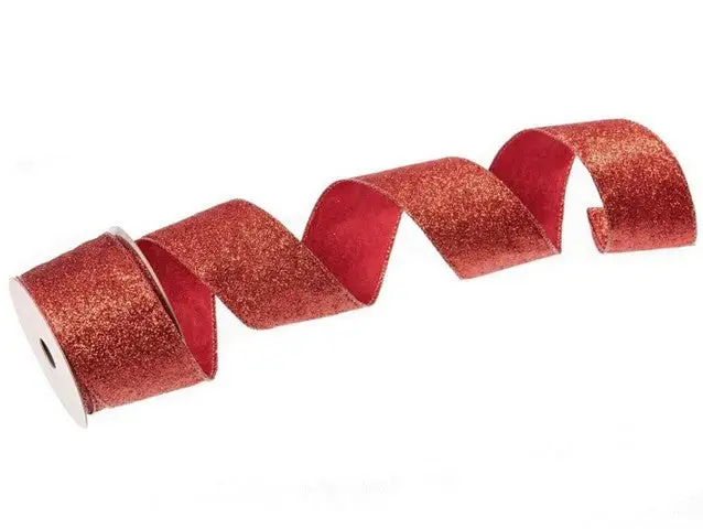 2.5" X 10 YD Red Glitter Ribbon Set Of 3 3 2.5" X 10 YD Red Glitter Ribbon Set Of 3