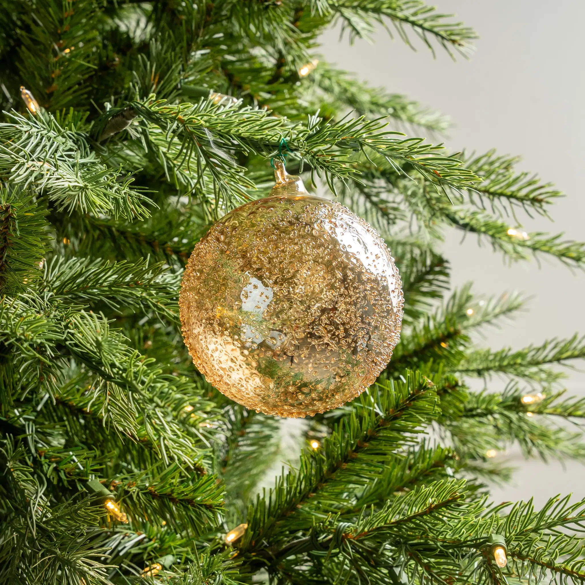 5" Champagne Beaded Ball Ornament Set Of 9 4 5" Champagne Beaded Ball Ornament Set Of 9 - Image 2