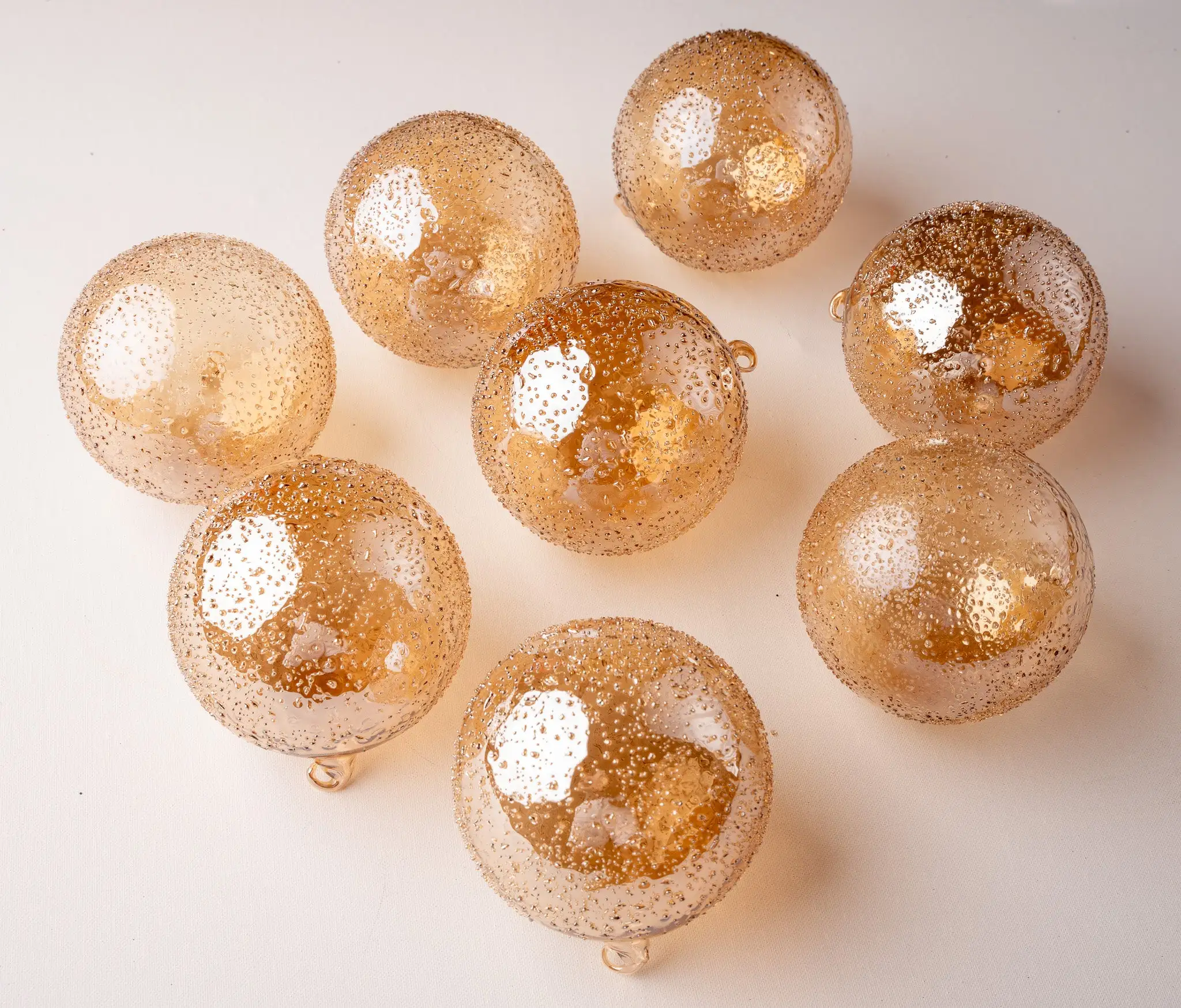 5" Champagne Beaded Ball Ornament Set Of 9 3 5" Champagne Beaded Ball Ornament Set Of 9