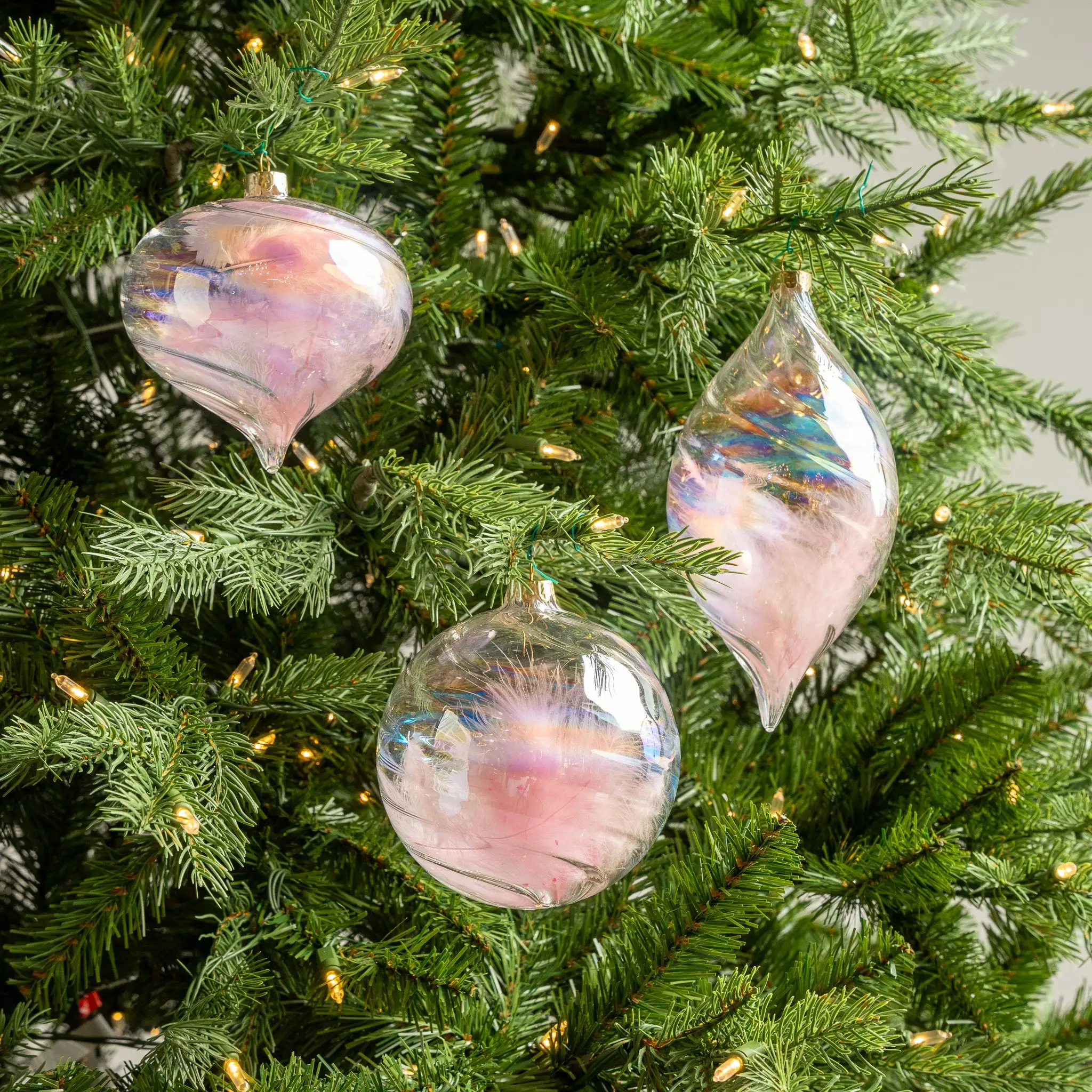 5" Pink Clear Ball Ornament Set Of 9 4 5" Pink Clear Ball Ornament Set Of 9 - Image 2