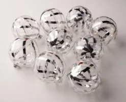 5" Silver Clear Ball Ornament Set Of 9