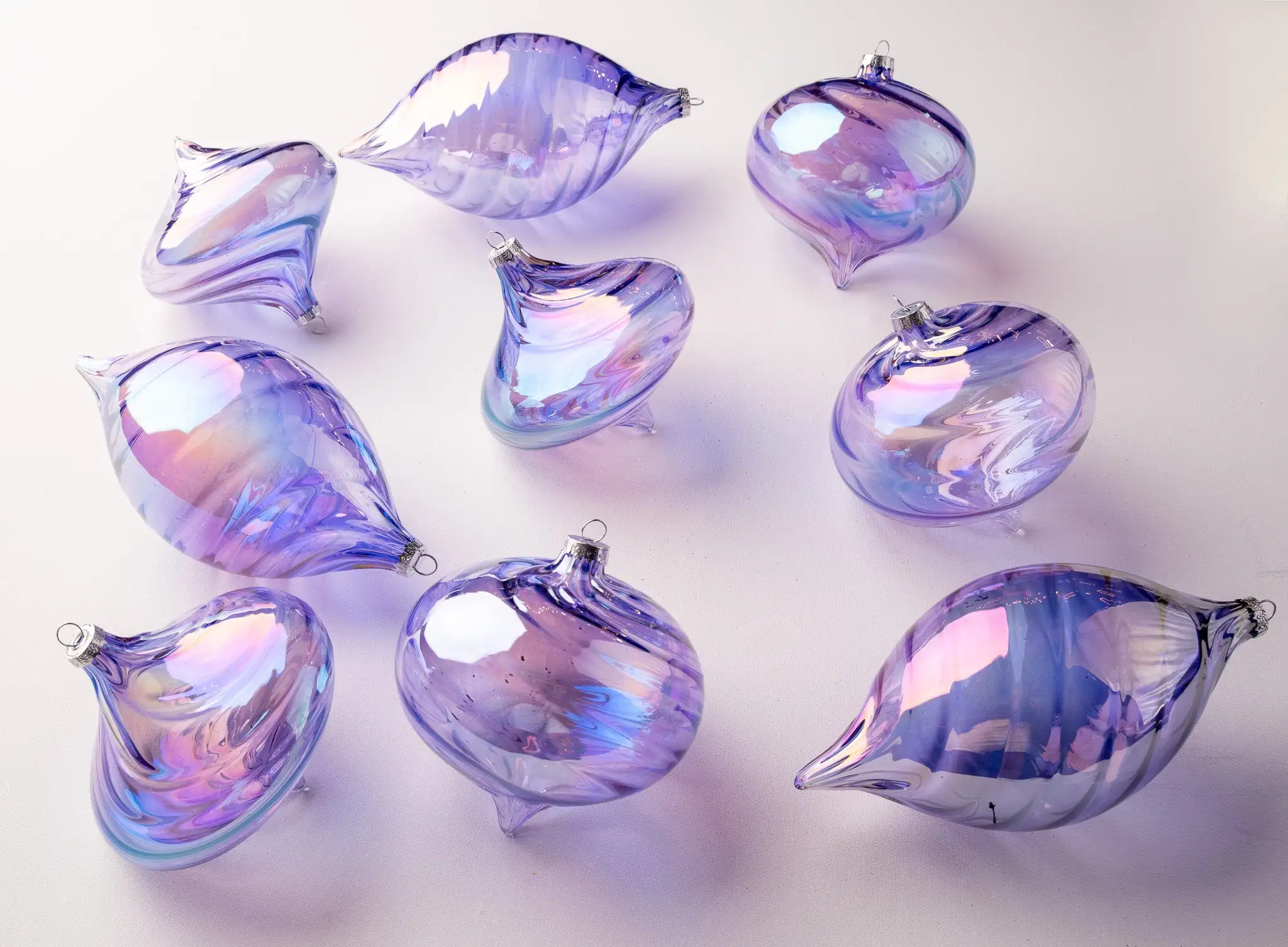 5" Lavender Glass Assorted Set Of 9 3 5" Lavender Glass Assorted Set Of 9