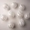 5" White Feathered Glass Ball Ornament Set Of 9