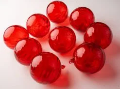5" Translucent Red Glass Ball Set Of 9 -Christmas decorations Shop 0671404528 1