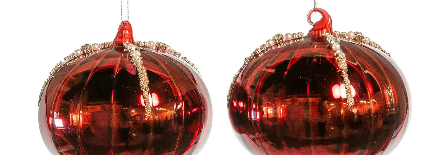 5" Red Onion Beaded Ornament Set Of 6 4 5" Red Onion Beaded Ornament Set Of 6 - Image 2