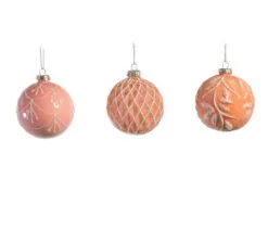 3" Pink Glass Assorted Ball Set Of 12 -Christmas decorations Shop 0671406702W