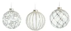 4" Crystal Silver & Glitter Ornament Assorted Set Of 12 6 4" Crystal Silver & Glitter Ornament Assorted Set Of 12 -Christmas decorations Shop 0671406713C