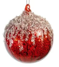 4" Red Heart & Ball Glitter Ornament Assorted Set Of 12 -Christmas decorations Shop 0671406720D