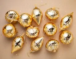 5" Crystal Gold Glass Assorted Set Of 12