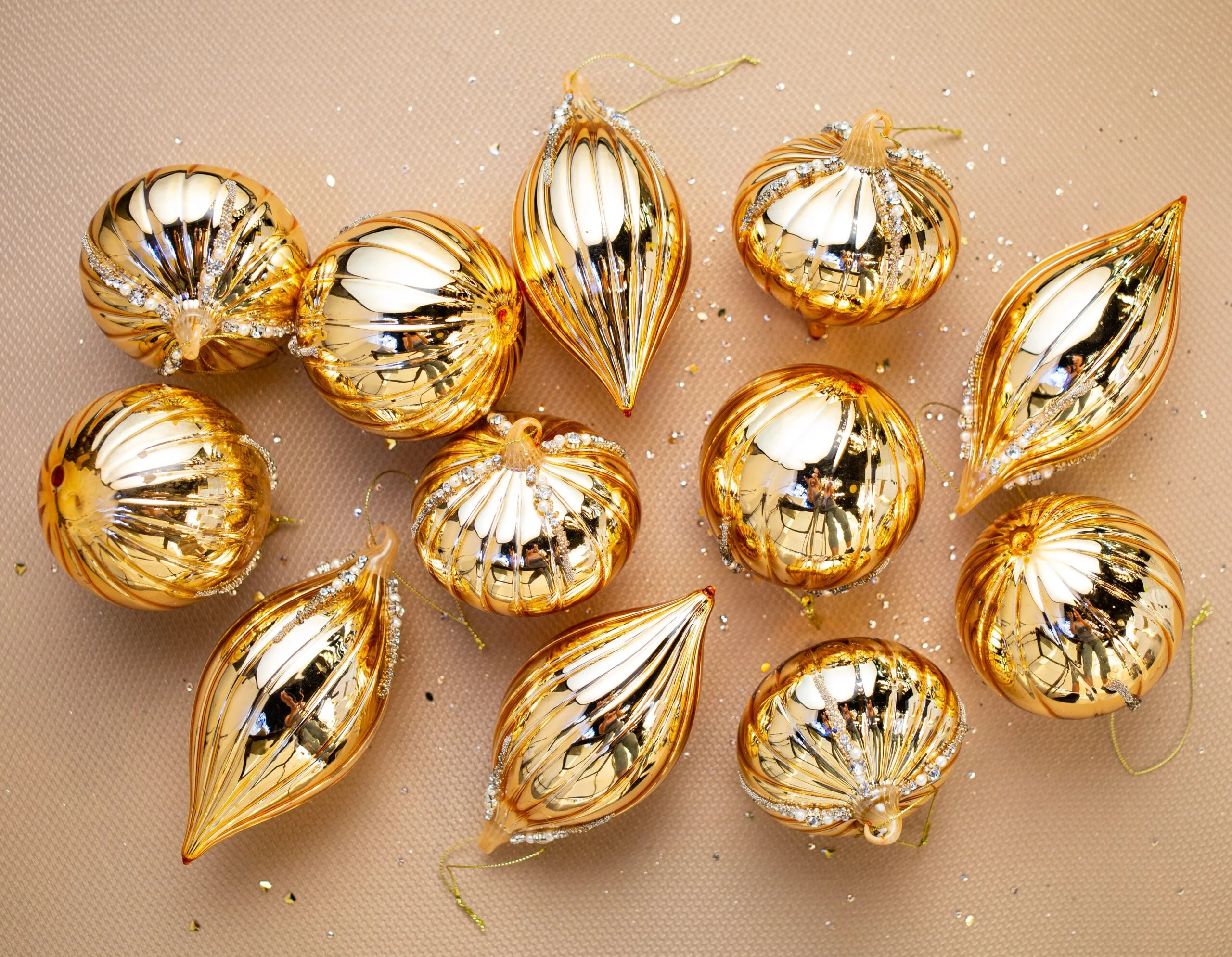 5" Crystal Gold Glass Assorted Set Of 12 3 5" Crystal Gold Glass Assorted Set Of 12