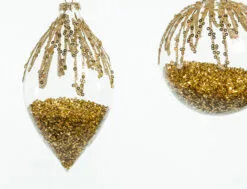 4" Gold Crystal Finial With Beads & Glitter Ornament Assorted Set Of 12 7 4" Gold Crystal Finial With Beads & Glitter Ornament Assorted Set Of 12 -Christmas decorations Shop 0671406735 3