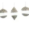 4" Crystal Silver Glitter Ornaments Assorted Set Of 12 -Christmas decorations Shop 0671406736