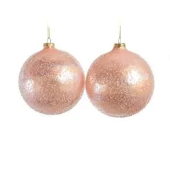5" Glass Pink Sugar Ball Set Of 9 -Christmas decorations Shop 0671406744 2