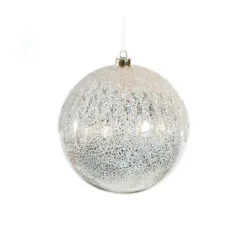 8" Pewter Lattice With Glitter Ornament Set Of 4