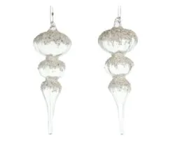 8" Crystal Finial With Glitter Set Of 2 -Christmas decorations Shop 0671406820 1