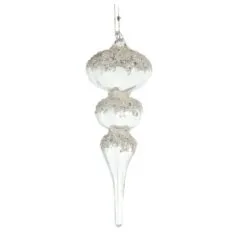 8" Crystal Finial With Glitter Set Of 2 -Christmas decorations Shop 0671406820 2