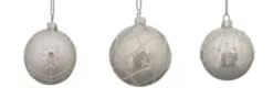 3" White With Glitter Assorted Ornament Set Of 12 -Christmas decorations Shop 0671406835