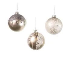 3" White With Glitter Assorted Ornament Set Of 12 -Christmas decorations Shop 0671406835 2