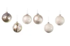 3" White With Glitter Assorted Ornament Set Of 12