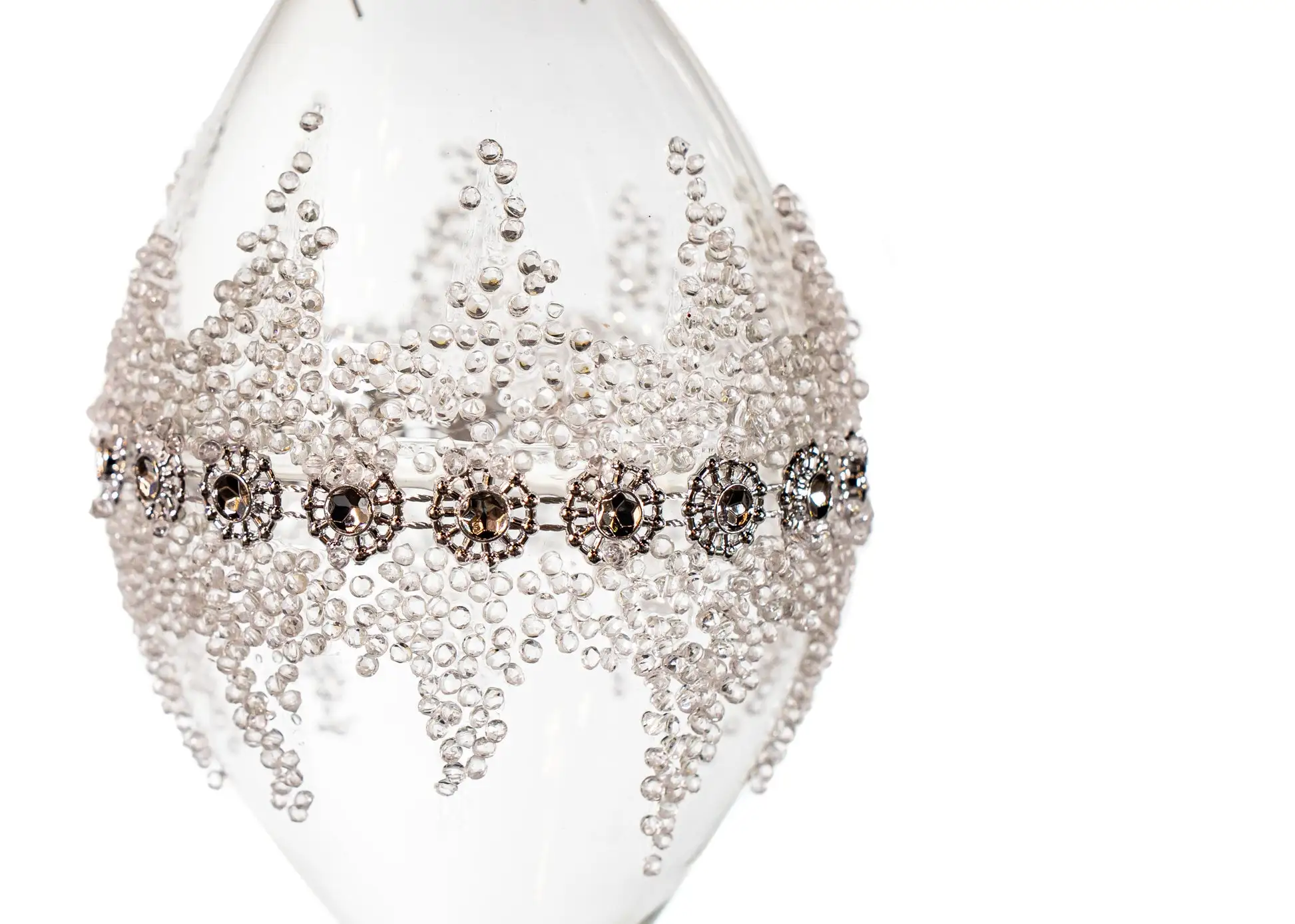 3" Crystal Glass With Beading Assorted Ornament Set Of 12 4 3" Crystal Glass With Beading Assorted Ornament Set Of 12 - Image 2