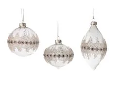 3" Crystal Glass With Beading Assorted Ornament Set Of 12 9 3" Crystal Glass With Beading Assorted Ornament Set Of 12 -Christmas decorations Shop 0671406846 4