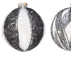4" Crystal With Black Glitter Assorted Ornament Set Of 12 -Christmas decorations Shop 0671406854 1
