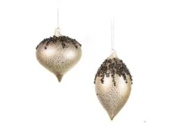 4" Cappuccino Mercury Glass Assorted Ornament Set Of 12