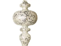 7" Crystal With Cream & Silver Glittered Finial Set Of 6 -Christmas decorations Shop 0671406877B
