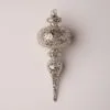 7" Crystal With Cream & Silver Glittered Finial Set Of 6 -Christmas decorations Shop 0671406877 1