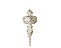7" Crystal With Cream & Silver Glittered Finial Set Of 6 -Christmas decorations Shop 0671406877 2