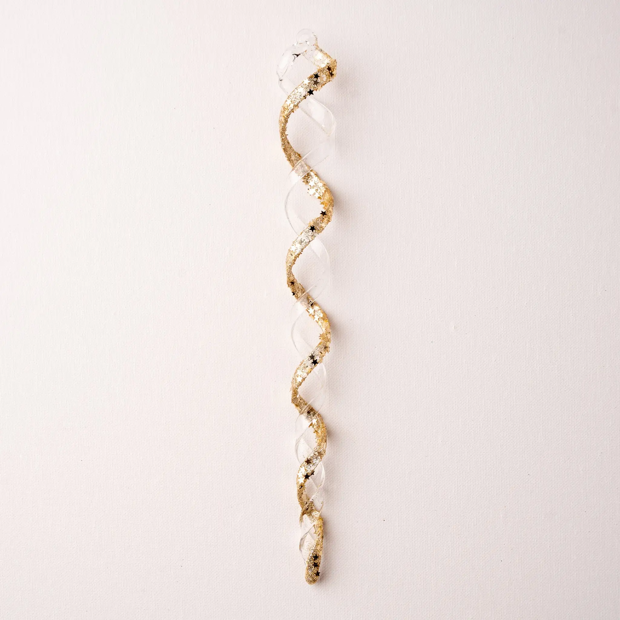 11" Clear & Gold Sprial Icicle Ornament Set Of 12 3 11" Clear & Gold Sprial Icicle Ornament Set Of 12